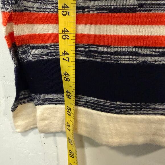 Celtic & Co Women's Sweater Dress Polo Maxi Wool Stripe Medium Cream Navy - Picture 10 of 10